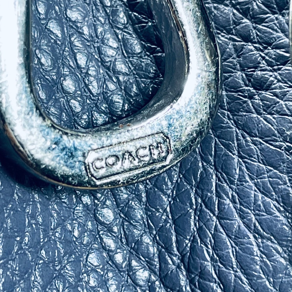 Coach Women Satchel Pebbled Leather Slate Blue Medium Crossbody Tassel 23121 - Picture 10 of 11